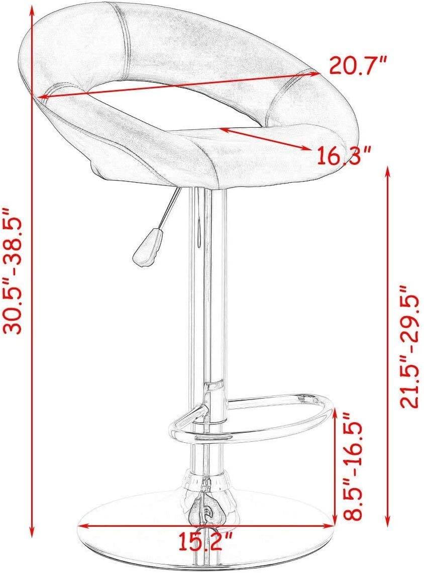Bar Stools, Swivel Adjustable PU Bar Stools (2 pcs)-Caligo