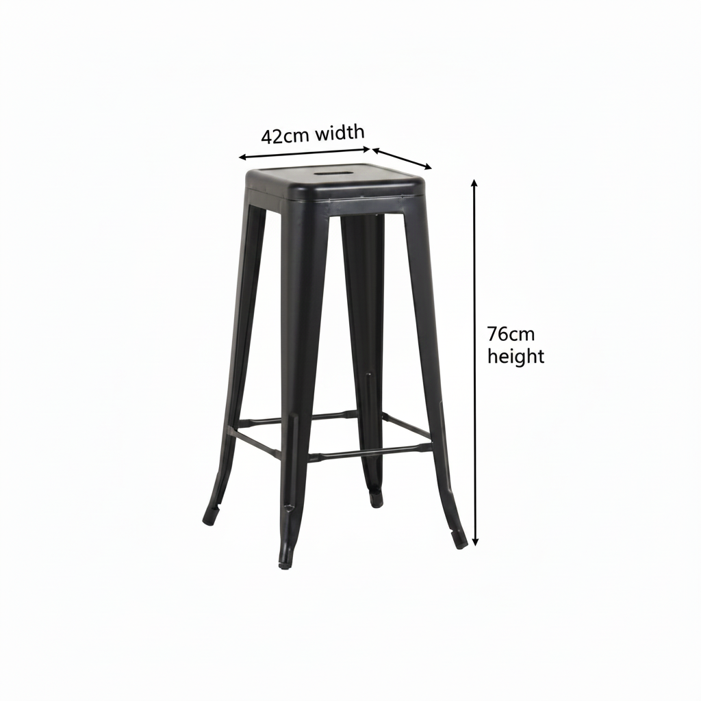 High Metal Chair Bar Stool Stackable without back (Industrial Black)