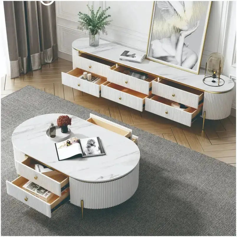 Minimalistic Oval TV Stand-Caligo