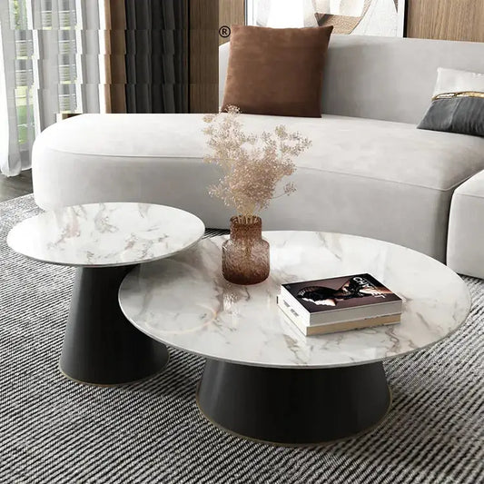 TES Marble table with Black support-Caligo