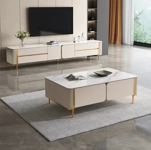 Classic Design TV Stand and Coffee Table Set-Caligo