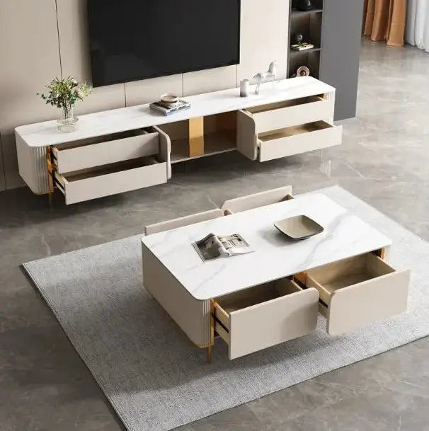Classic Design TV Stand and Coffee Table Set-Caligo