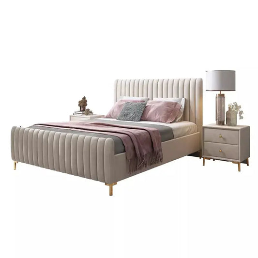 Velvet Fabric Upholstered Bed-Caligo