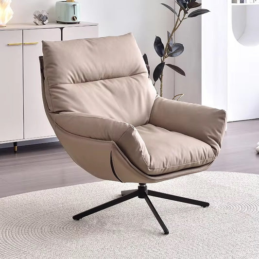 Faux Leather Rotatable Lounge Chair Beige Caligo
