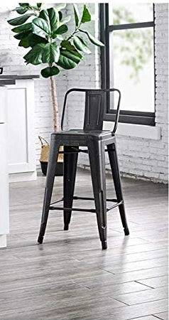High Metal Bar Stool Stackable (Industrial Black)-Caligo