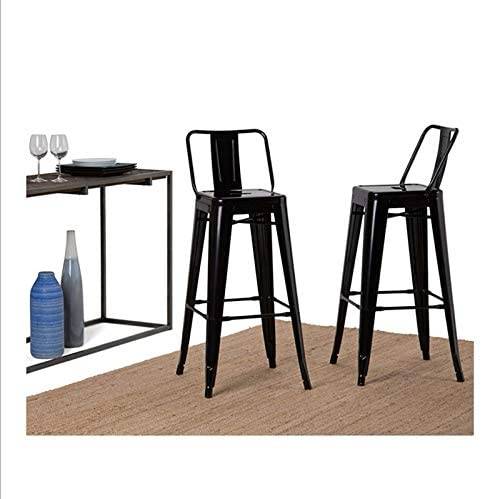 High Metal Bar Stool Stackable (Industrial Black)-Caligo