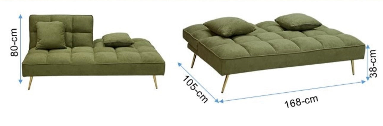 Cozy Sofa Bed olive green white background