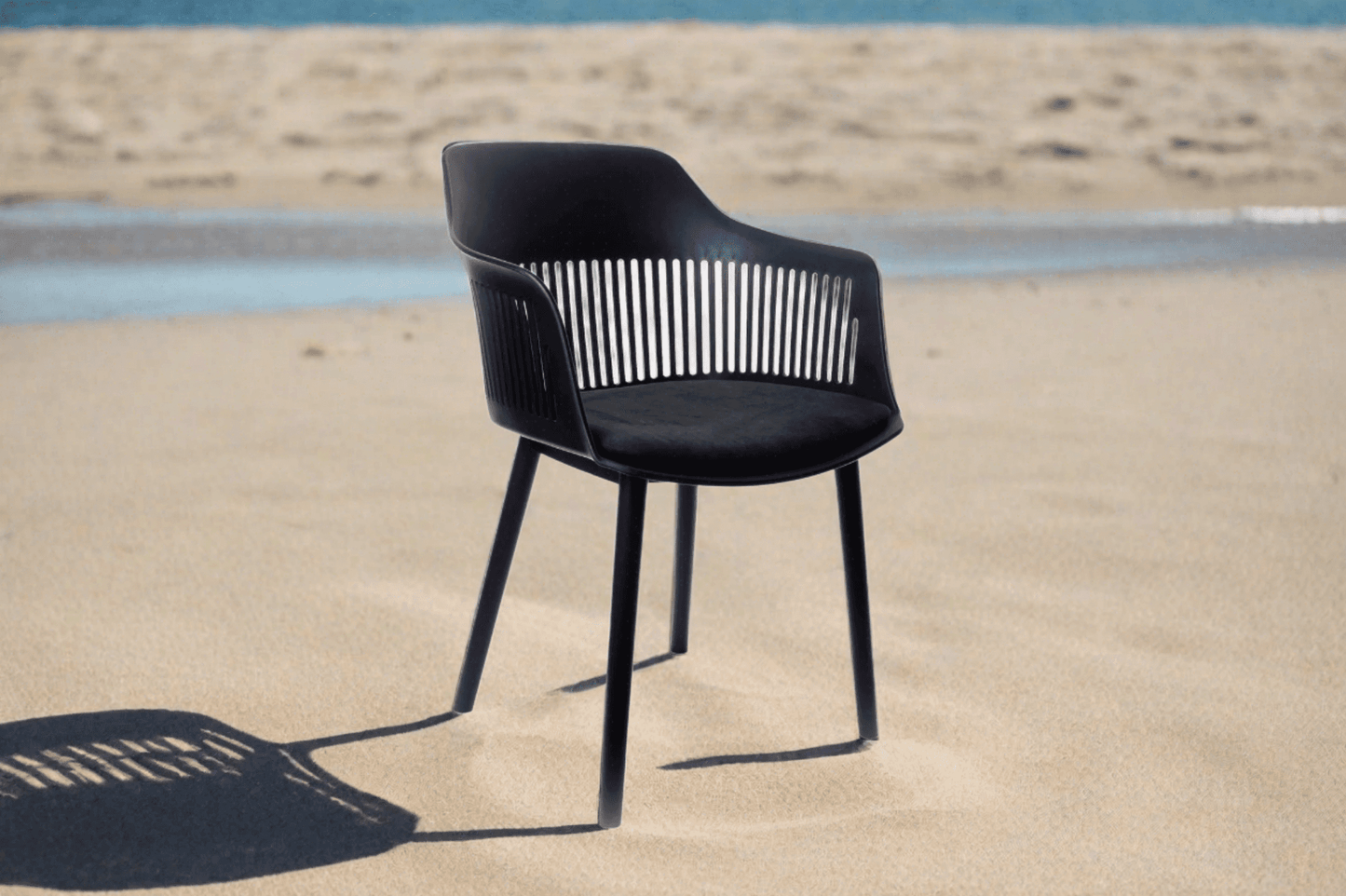 Dahlia Black Plastic Dining Chairs with Fabric Seat