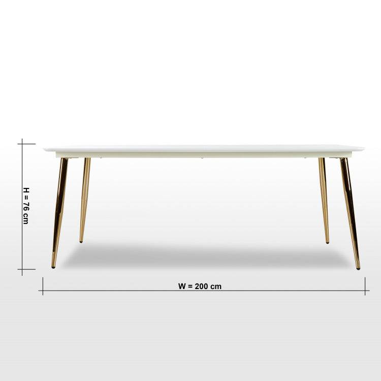 Victoria Marble finish dining Table with Golden Legs-Caligo