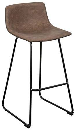 Leather Cocktail Bar Stools with Footrest-Caligo
