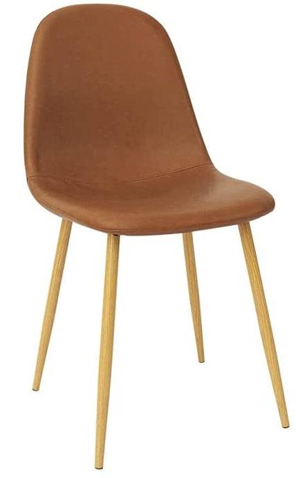 Washable PU Cushion Seat Back, Mid Century Metal Legs Brown