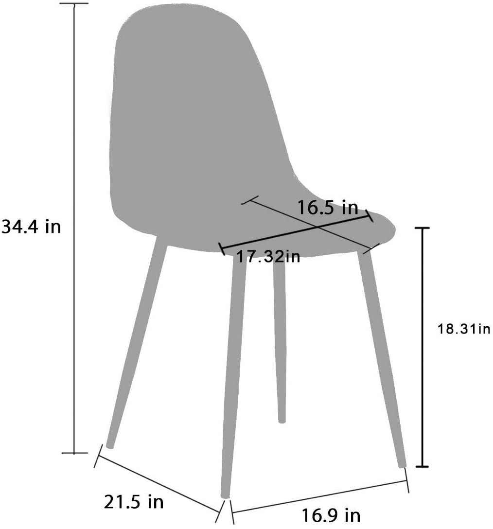 PU Cushion Seat Back, Mid Century Metal Legs for Brown,
