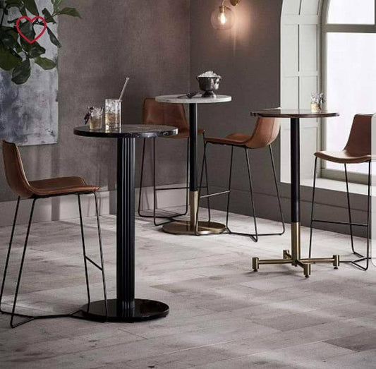 Leather Cocktail Bar Stools with Footrest-Caligo