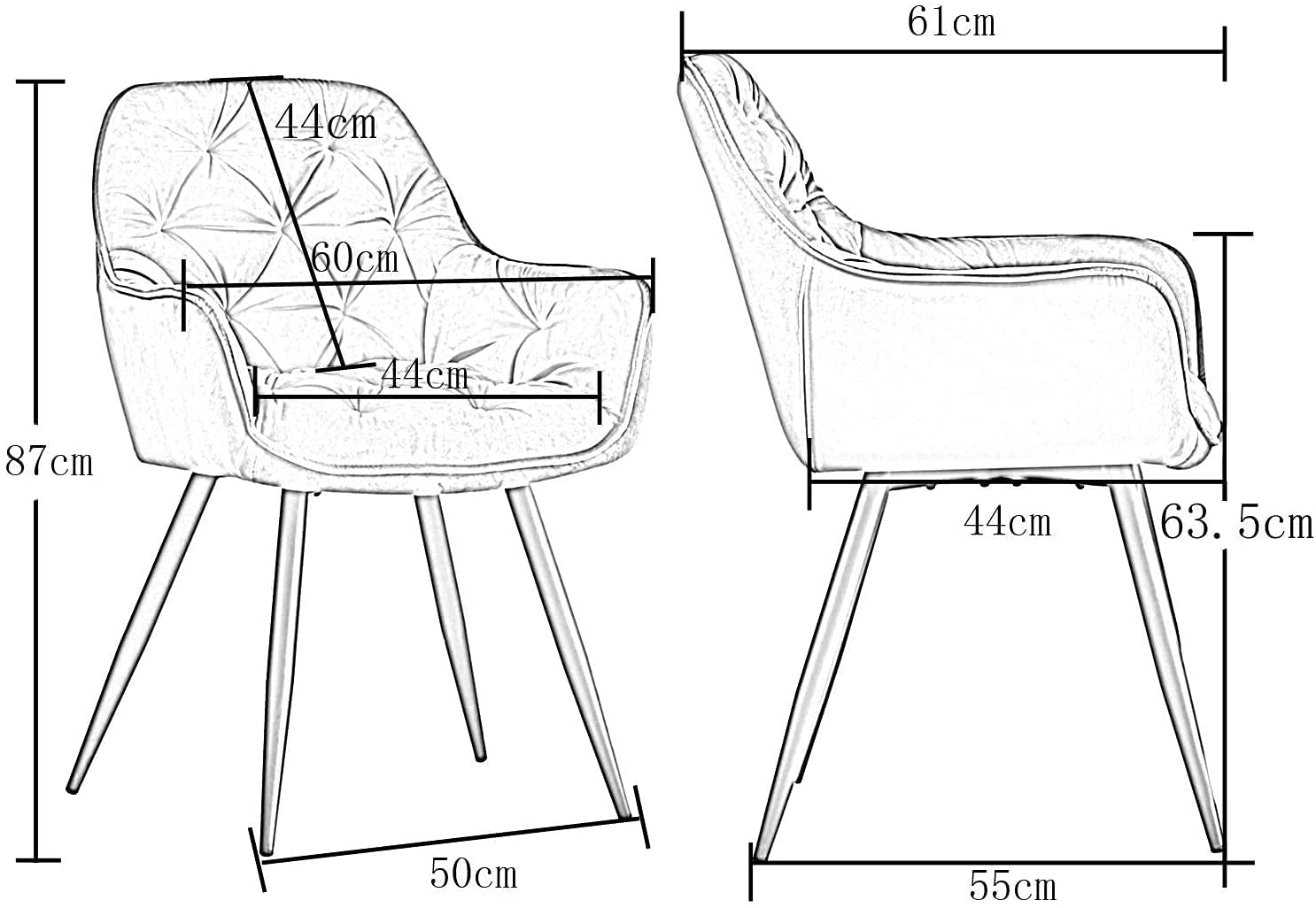 Velvet Dining hotel reception visitor chair-Caligo