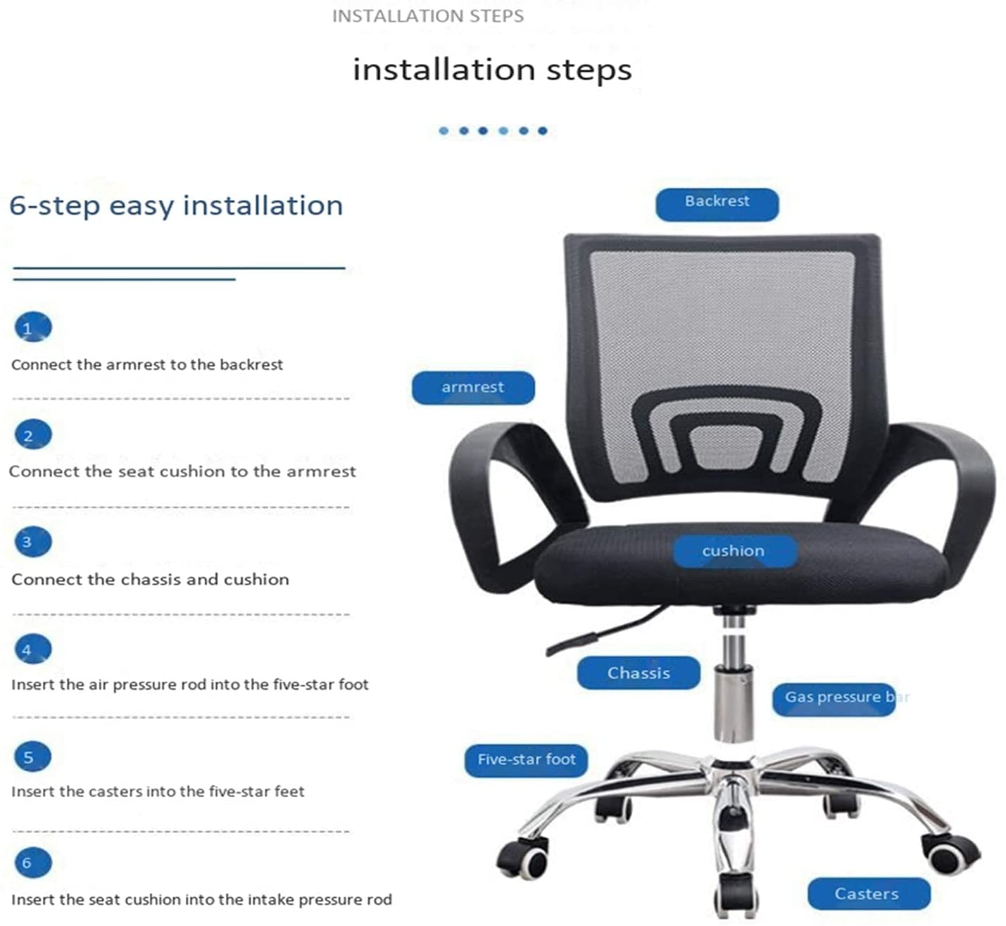 Computer Chair Rotate The Wheel 360°,Black-Caligo