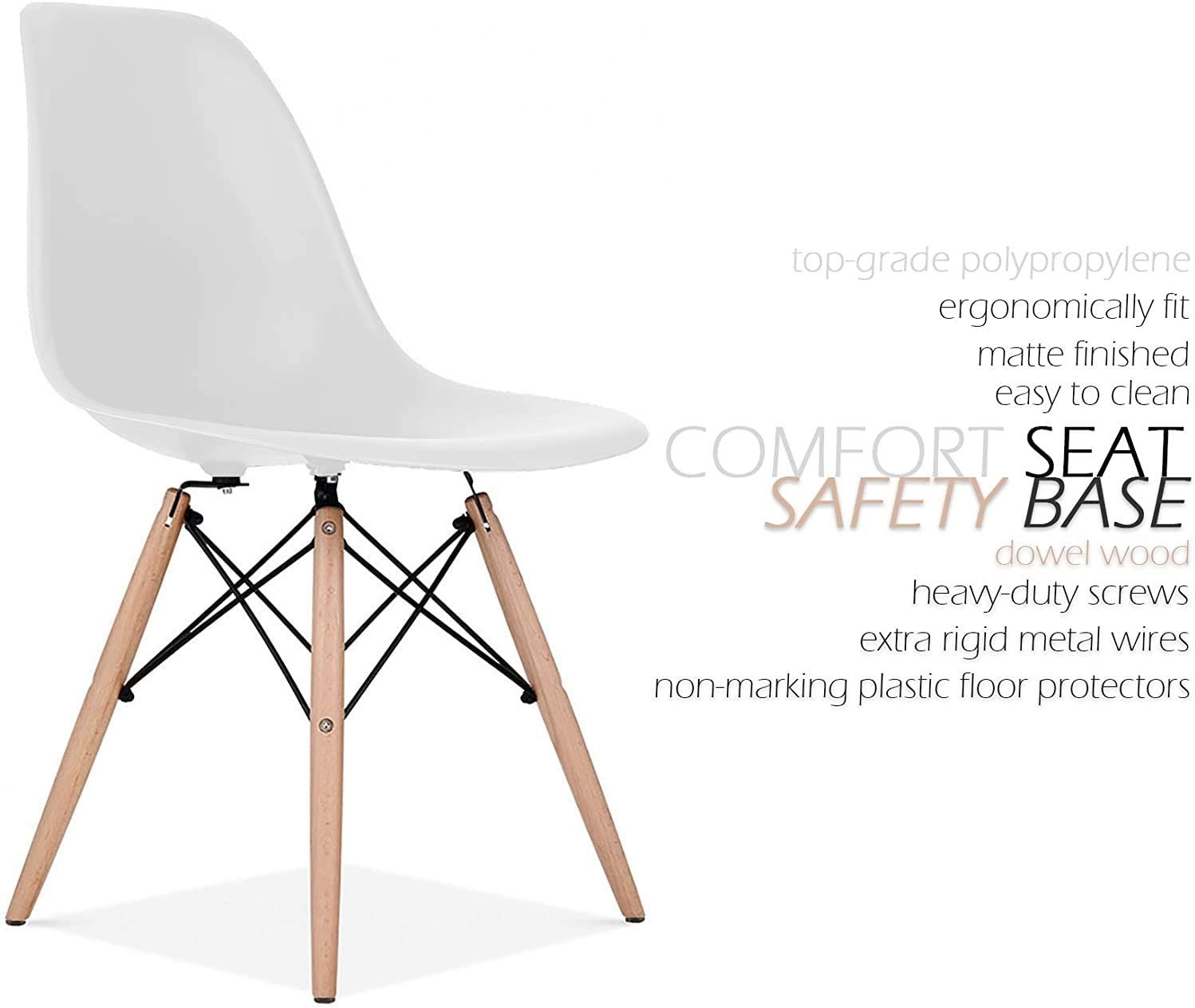 Plastic Dining Chair with Solid Metal Webbing Legs-Caligo