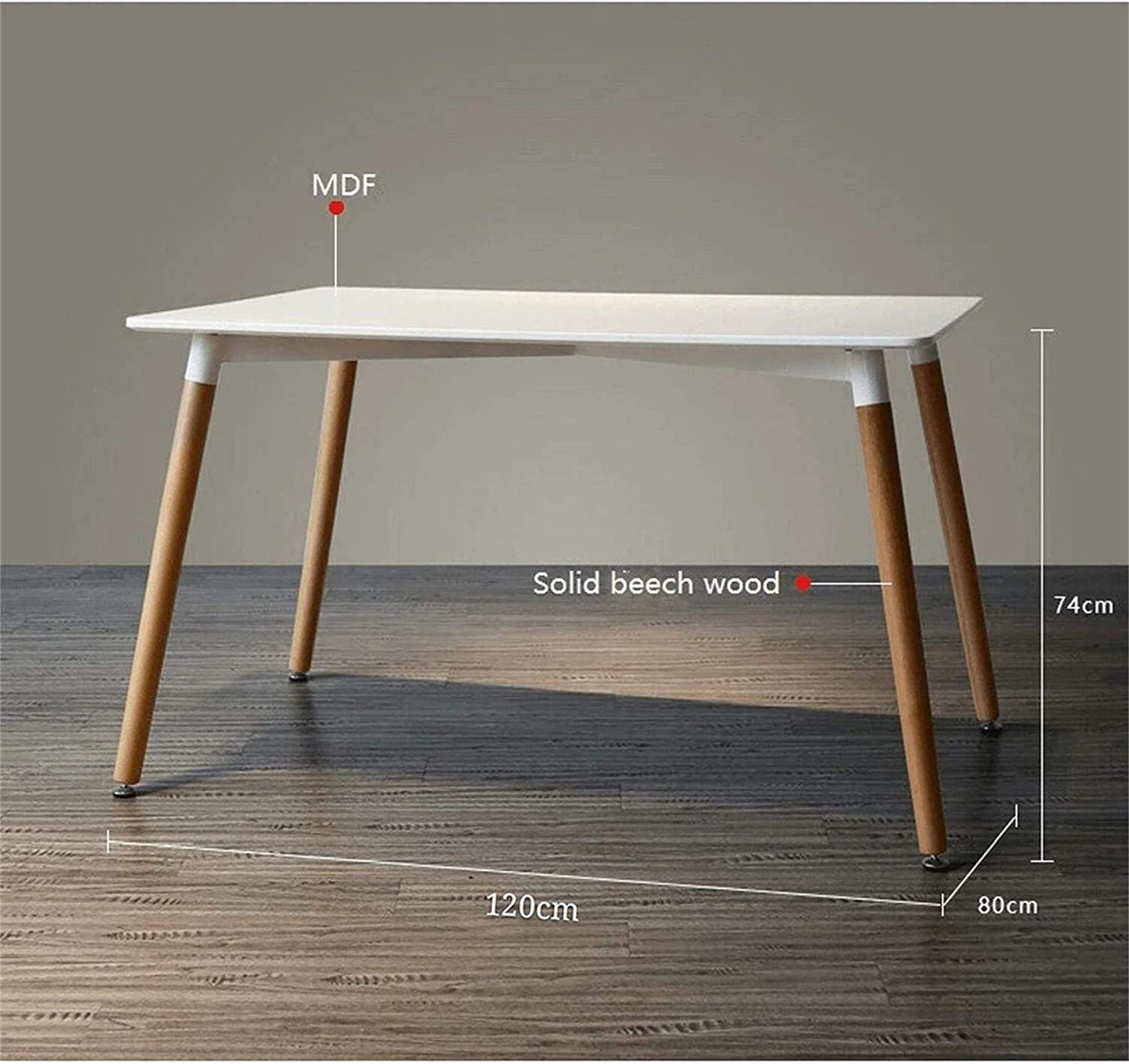White Dining Table with wooden legs-Caligo