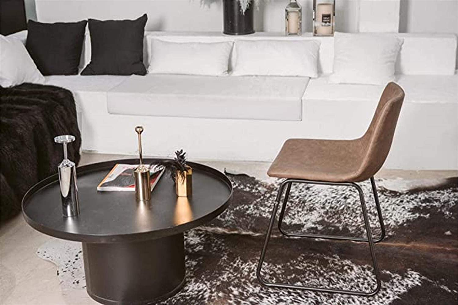 Vintage Modern Design & Black Metal Base Chair -Caligo