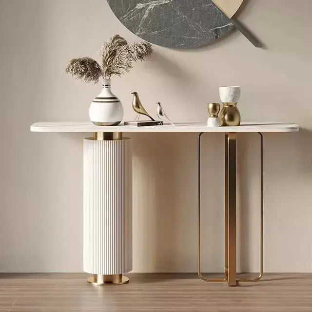 steel metal luxury modern diamond marble top console table