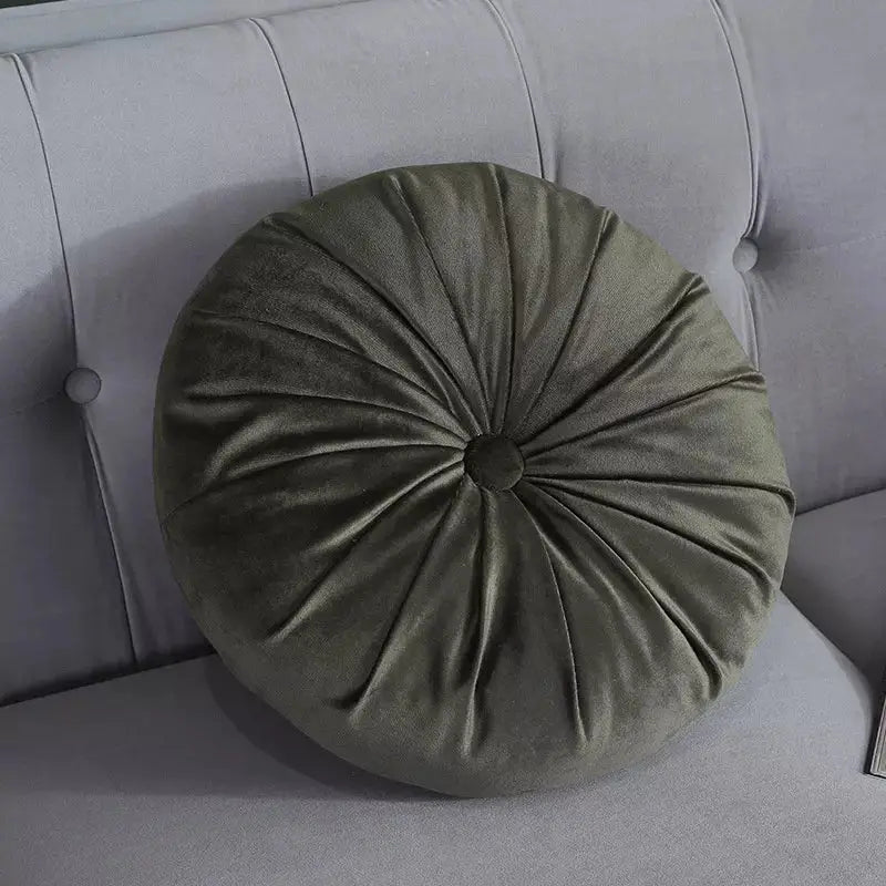 Round pleated sofa cushion warm solid color 7pc-Caligo