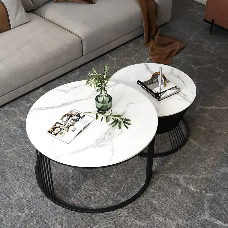 Nordic Round Metal Set Nesting Coffee tea Table-Caligo