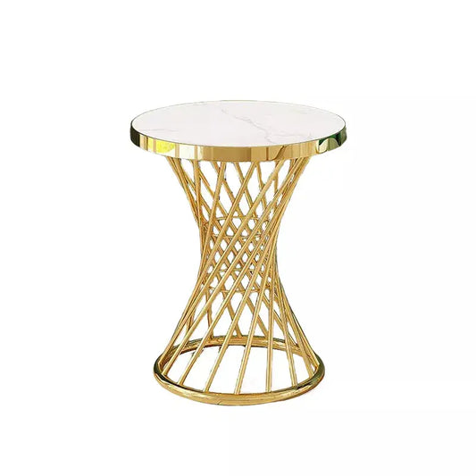 Gold Stainless Steel Center Round Coffee Table-Caligo