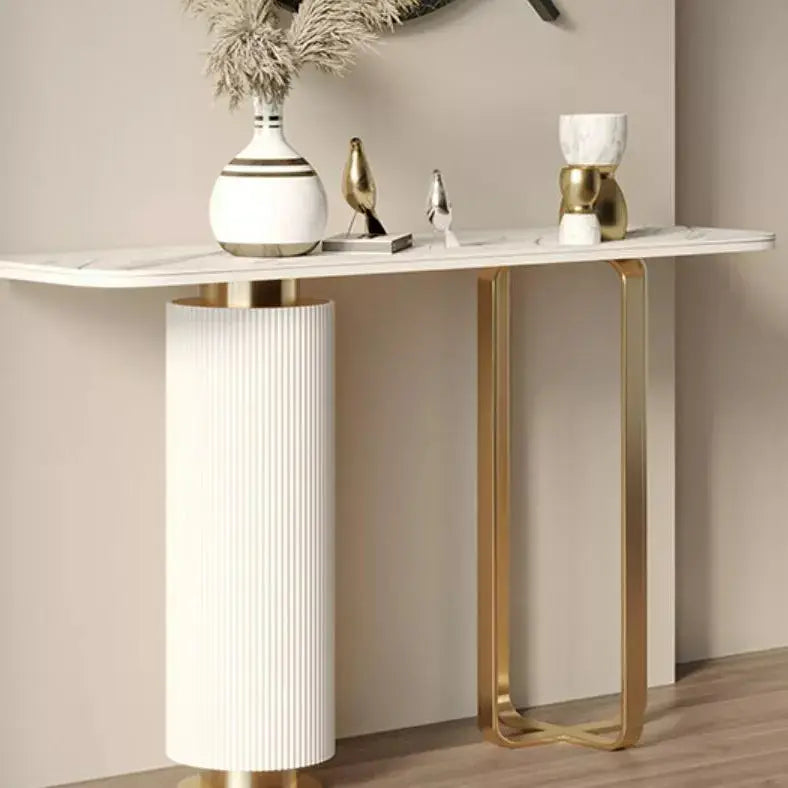 steel metal luxury modern diamond marble top console table