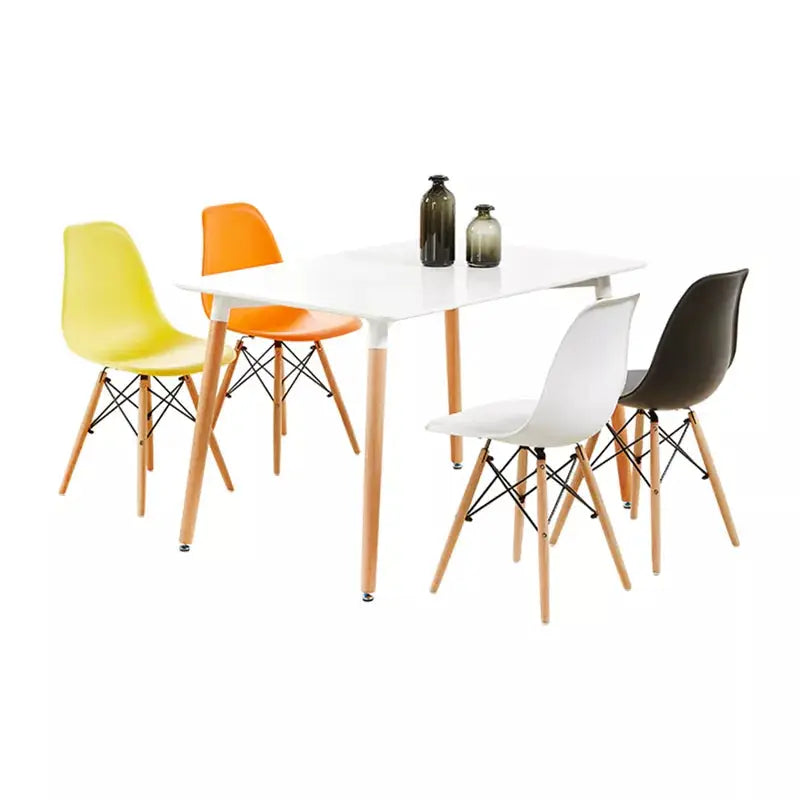 White Dining Table with wooden legs-Caligo