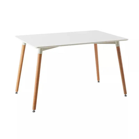 White Dining Table with wooden legs-Caligo