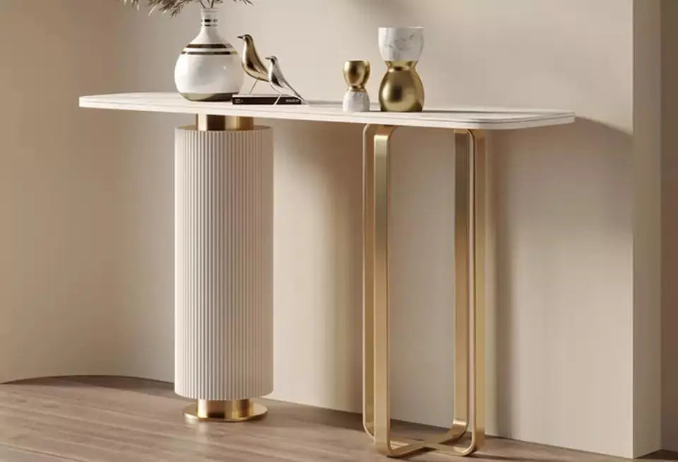 steel metal luxury modern diamond marble top console table