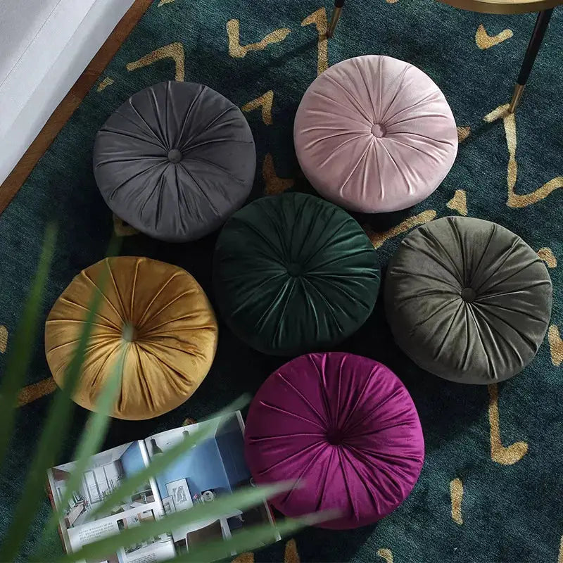 Round warm solid color cushion home décor 7pc-Caligo