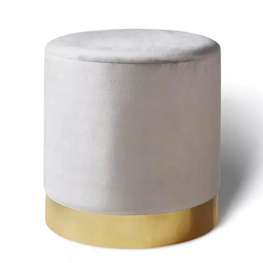 Velvet Upholstered Round Ottoman-Caligo