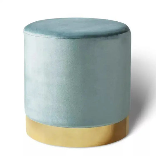 Velvet Upholstered Round Ottoman-Caligo