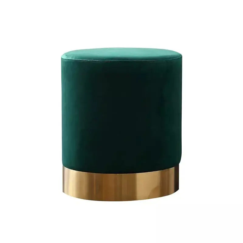 Velvet Upholstered Round Ottoman-Caligo