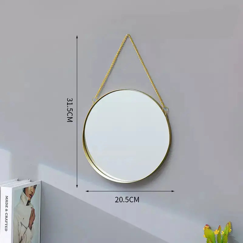 Luxury Wall Mount Round Hanging Gold Makeup Iron Mirror