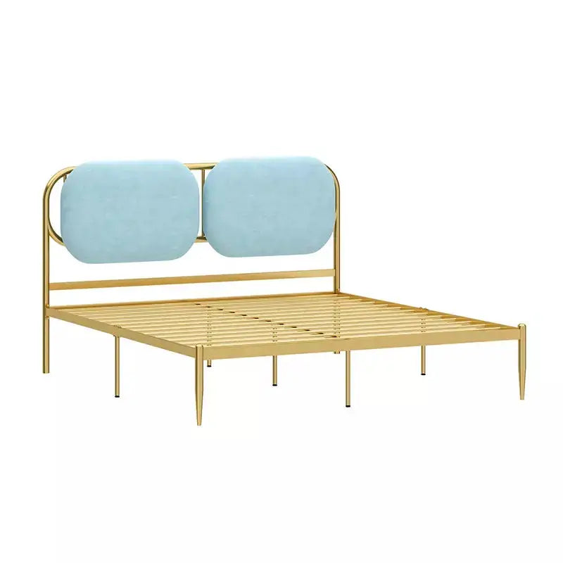 Modern Metal Bed Frame With Velvet Headboard Bedroom Set