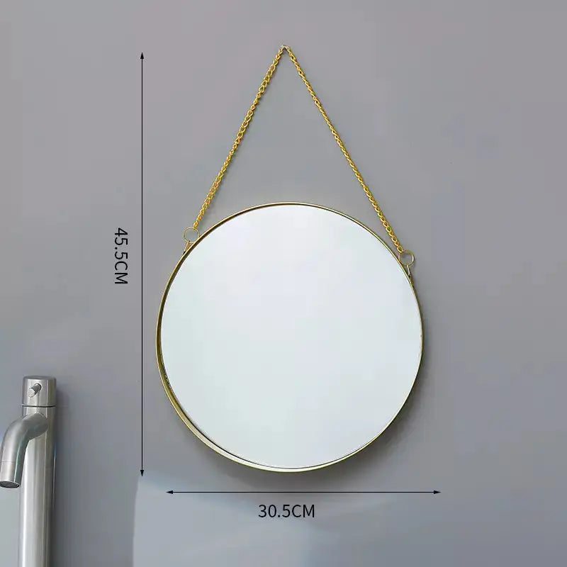 Luxury Wall Mount Round Hanging Gold Makeup Iron Mirror