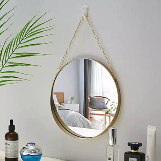 Luxury Wall Mount Round Hanging Gold Makeup Iron Mirror