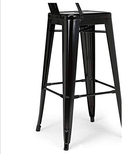 High Metal Bar Stool Stackable (Industrial Black)-Caligo