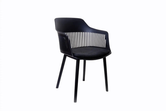 Dahlia Black Plastic Dining Chairs with Fabric Seat