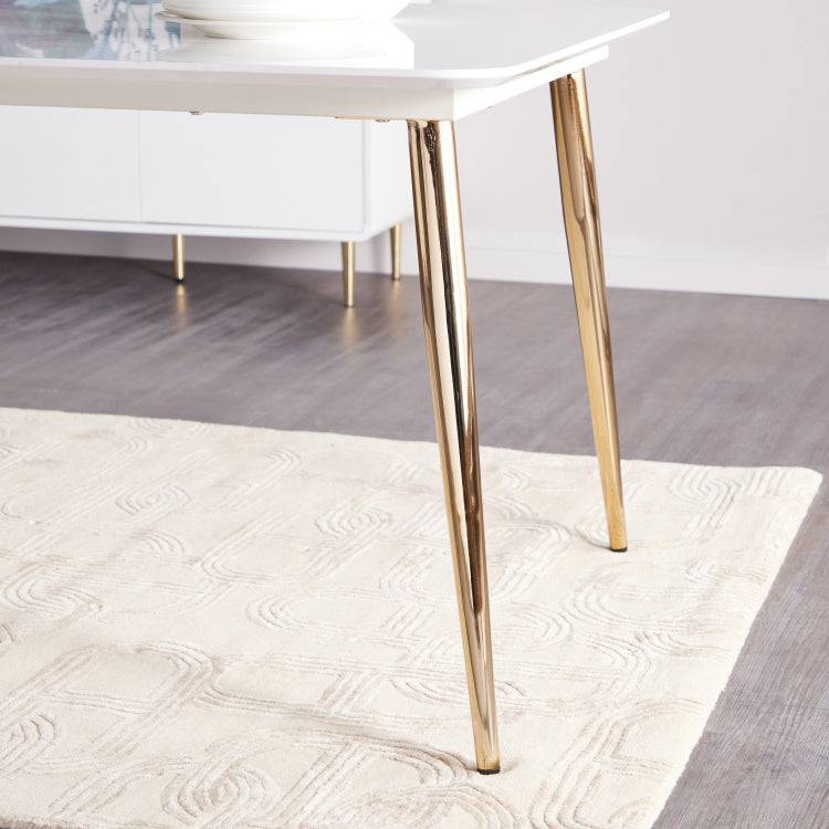 Victoria Marble finish dining Table with Golden Legs-Caligo