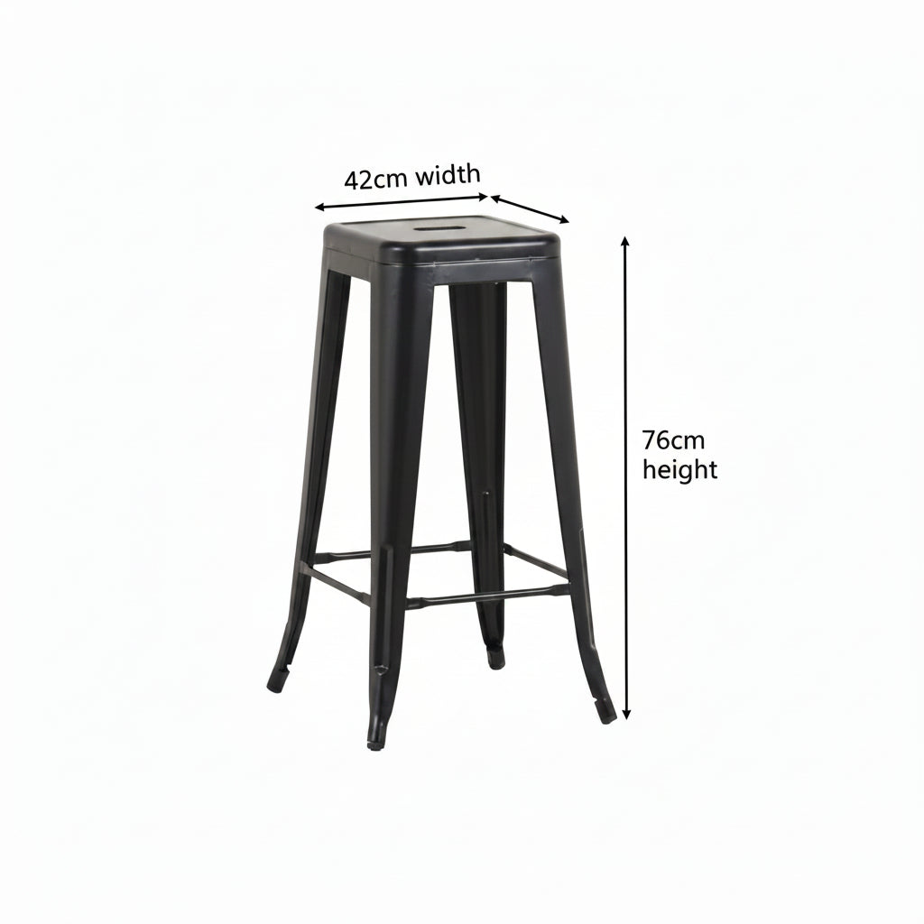 High Metal Chair Bar Stool Stackable without back (Industrial Black)