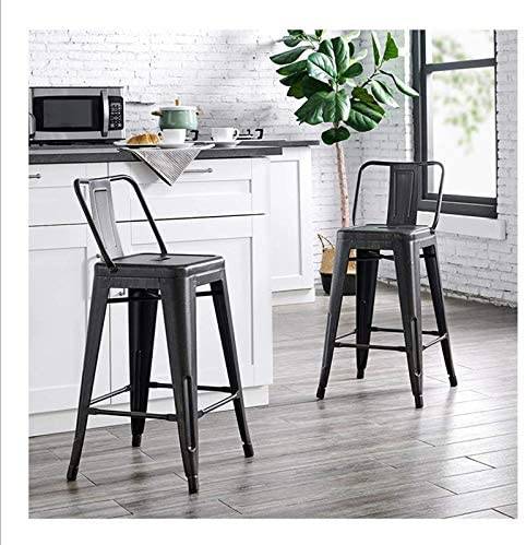 High Metal Bar Stool Stackable  (Industrial Black)-Caligo