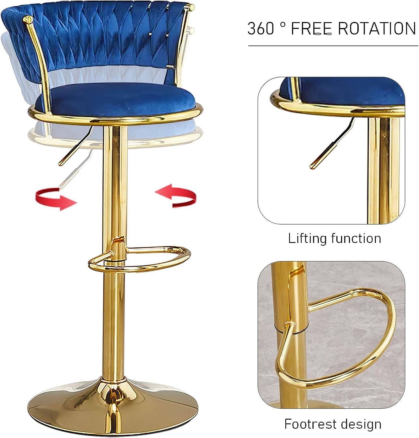 Swivel Bar stool with gold legs-Caligo