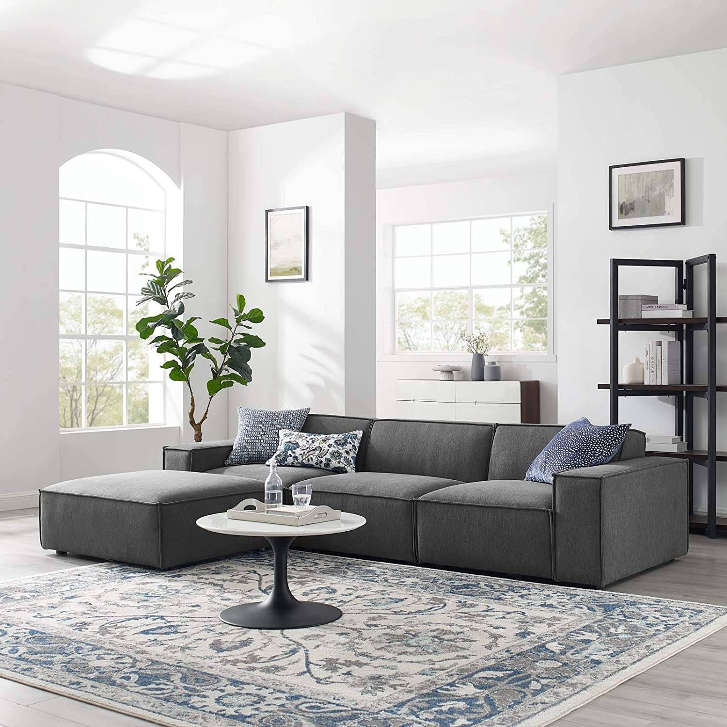 Minimalistic L Shape Sofa Set-Caligo