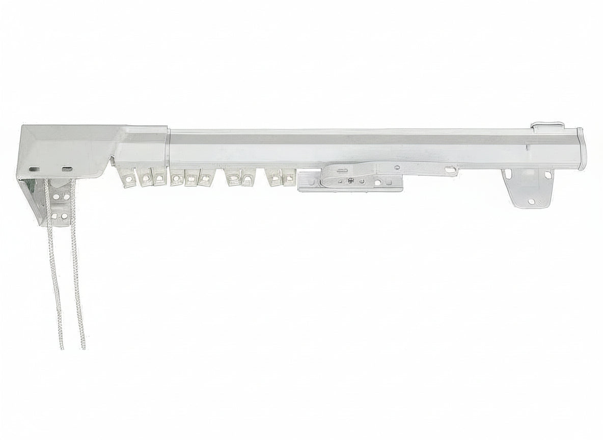 American curtain cord rail with white background