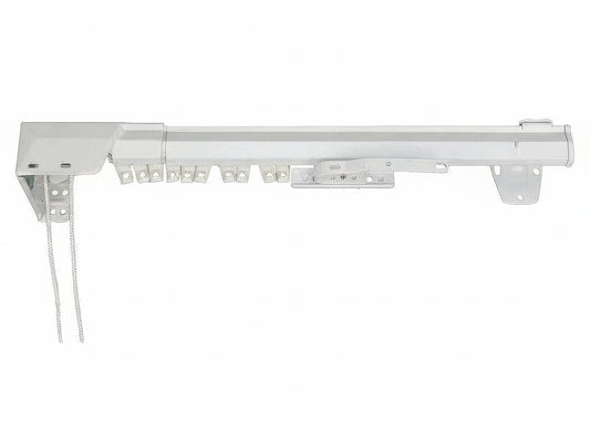 American curtain cord rail with white background