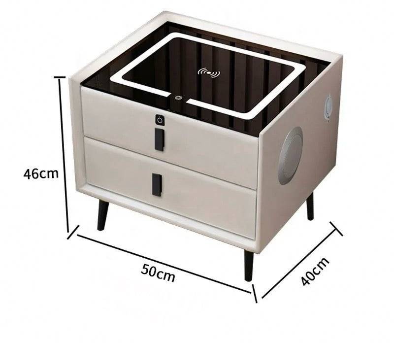 White Wooden Smart Night Stand-Caligo