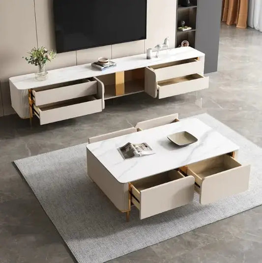 Classic Design TV Stand and Coffee Table Set-Caligo