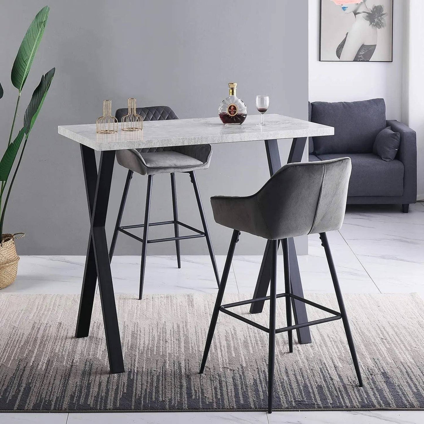 Velac Velvet Bar Stool-Caligo